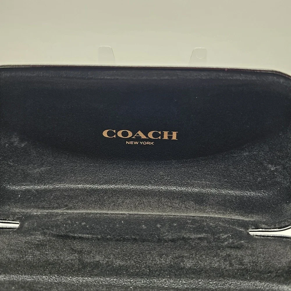 Coach Dome Clamshell Eyeglasses Sunglasses Hard Case Black Leather EUC